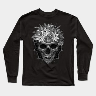 Bones and Botany Skull and creepy eyeball bouquet #2 Long Sleeve T-Shirt